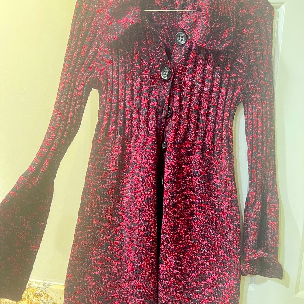 Red cozy cardigan